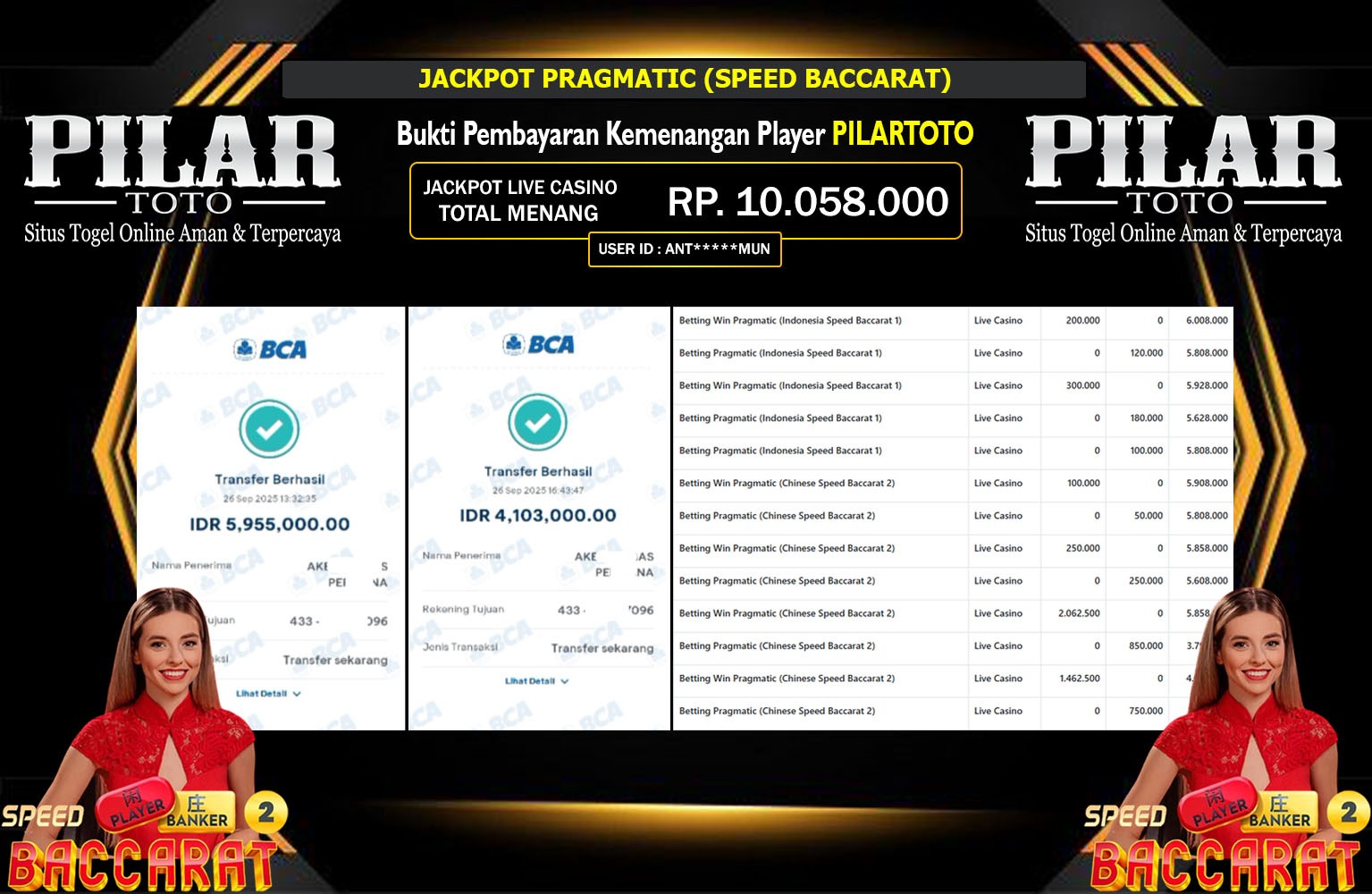 PILARTOTO JACKPOT PRAGMATIC (SPEED BACCARAT) Rp.10.058.000,- LUNAS