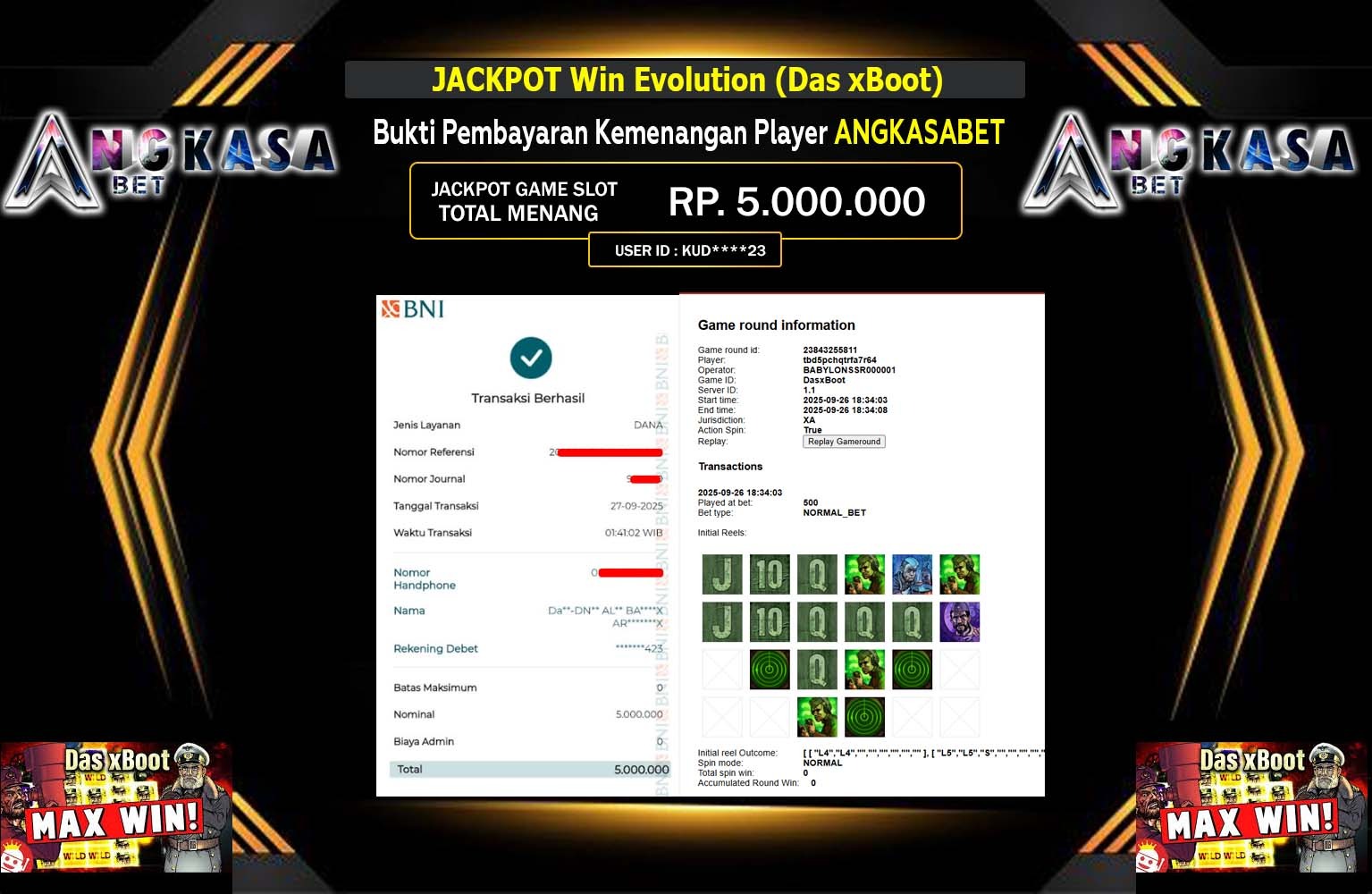ANGKASABET JACKPOT EVOLUTION (DAS XBOT) Rp.5.000.000,- LUNAS