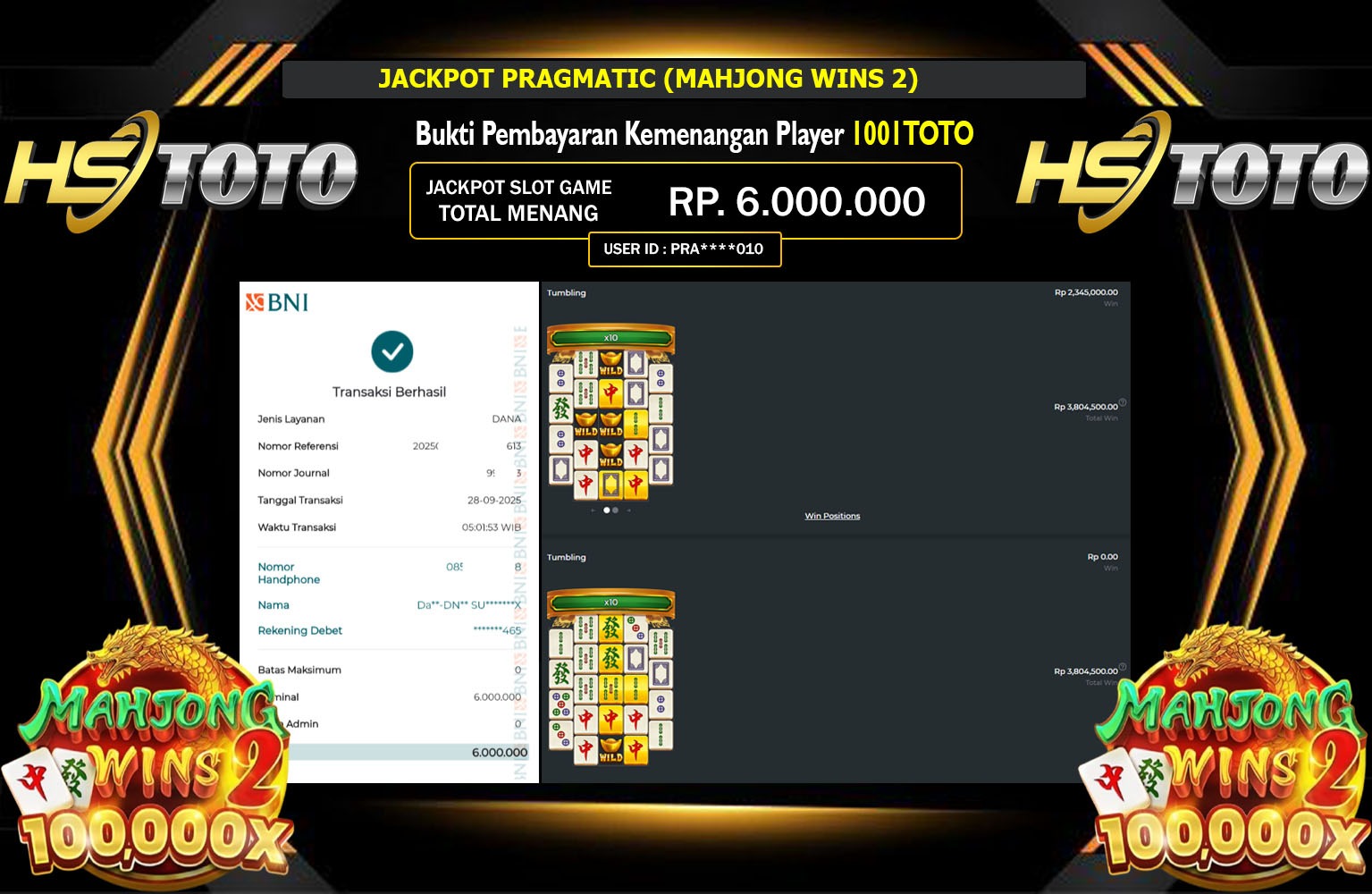 HSTOTO JACKPOT PRAGMATIC (MAHJONG WINS 2) Rp.6.000.000,- LUNAS