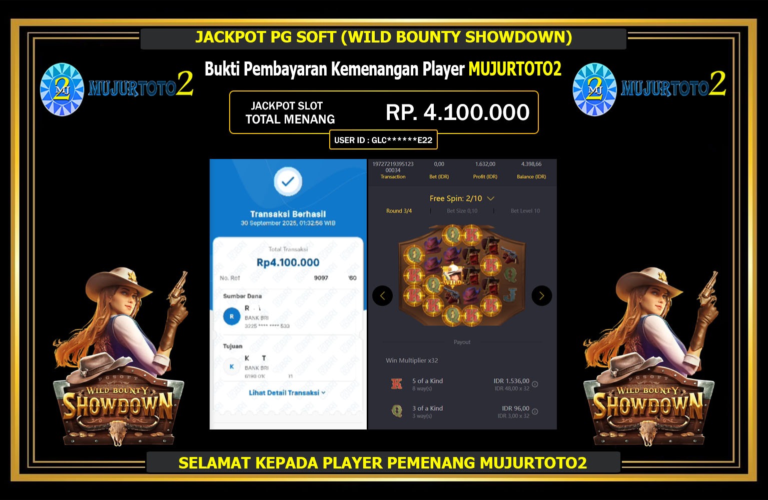 MUJURTOTO2 JACKPOT PG SOFT (WILD BOUNTY SHOWDOWN) Rp.4.100.000,- LUNAS