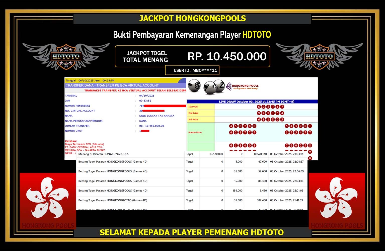 HDTOTO JACKPOT PASARAN HONGKONGPOOLS Rp.10.450.000,- LUNAS