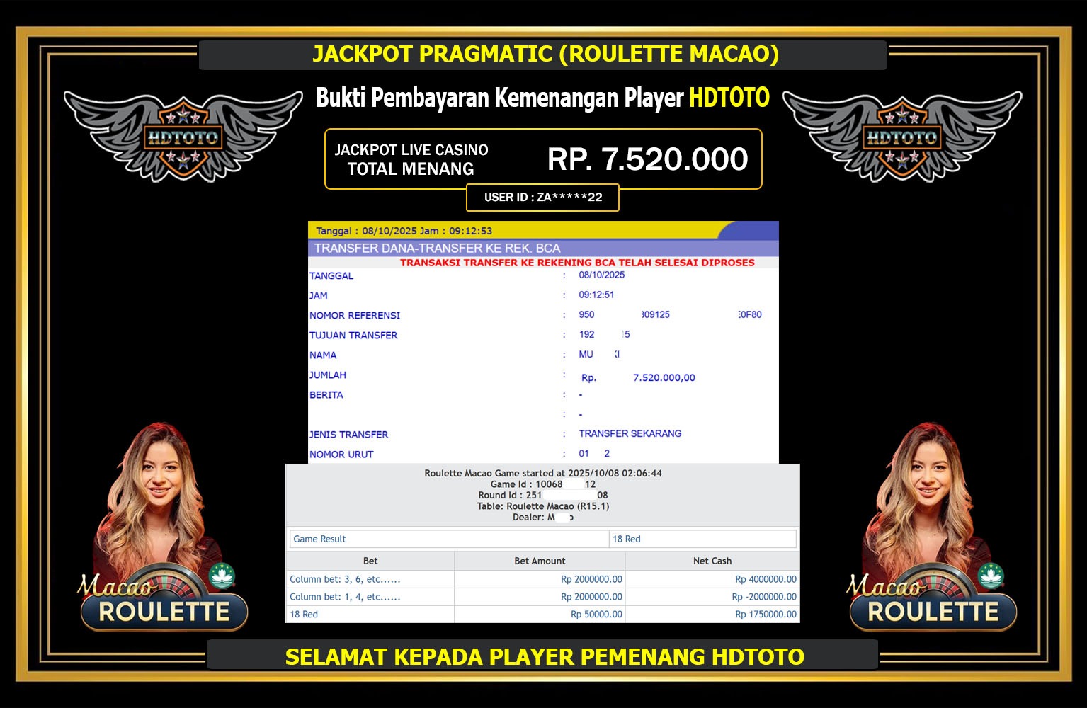 HDTOTO JACKPOT PRAGMATIC (ROULETTE MACAO) Rp.7.520.000,- LUNAS