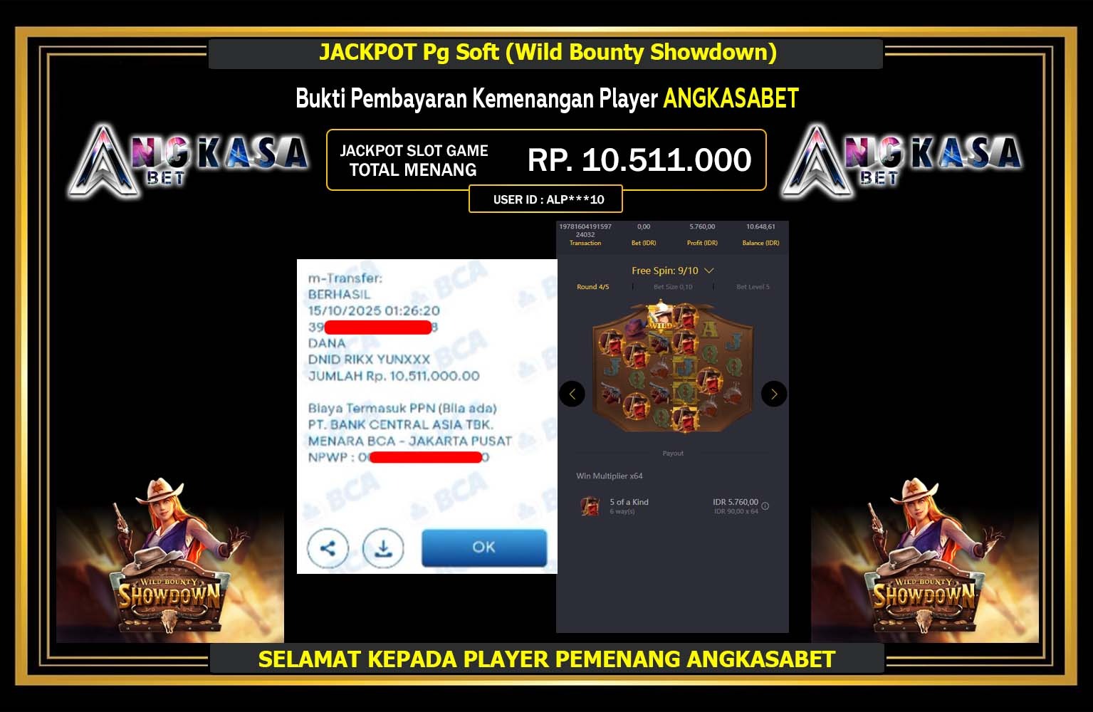 ANGKASABET JACKPOT PG SOFT (WILD BOUNTY SHOWDOWN) Rp.10.511.000,- LUNAS