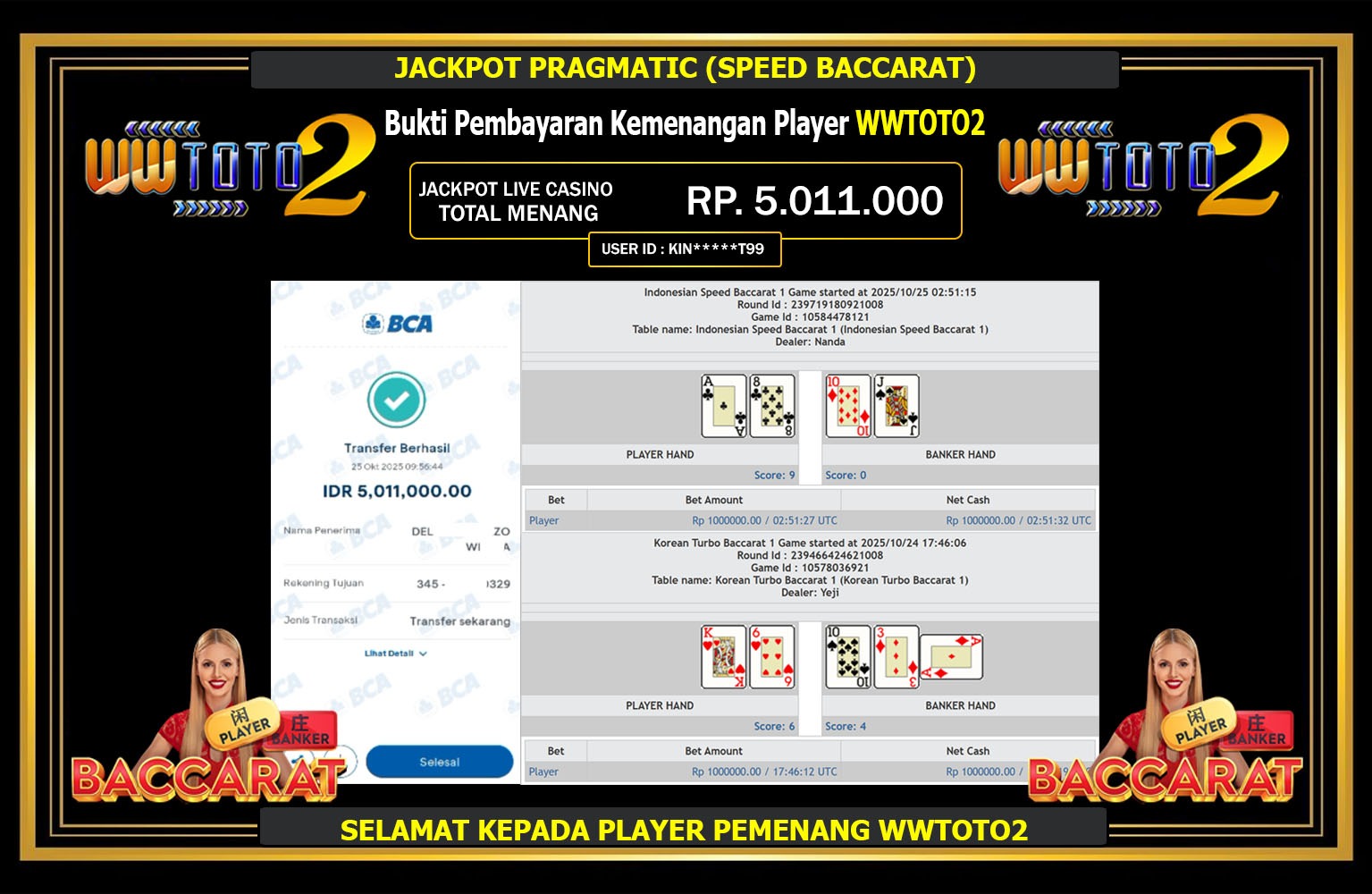 WWTOTO2 JACKPOT PRAGMATIC (SPEED BACCARAT) Rp.5.011.000,- LUNAS