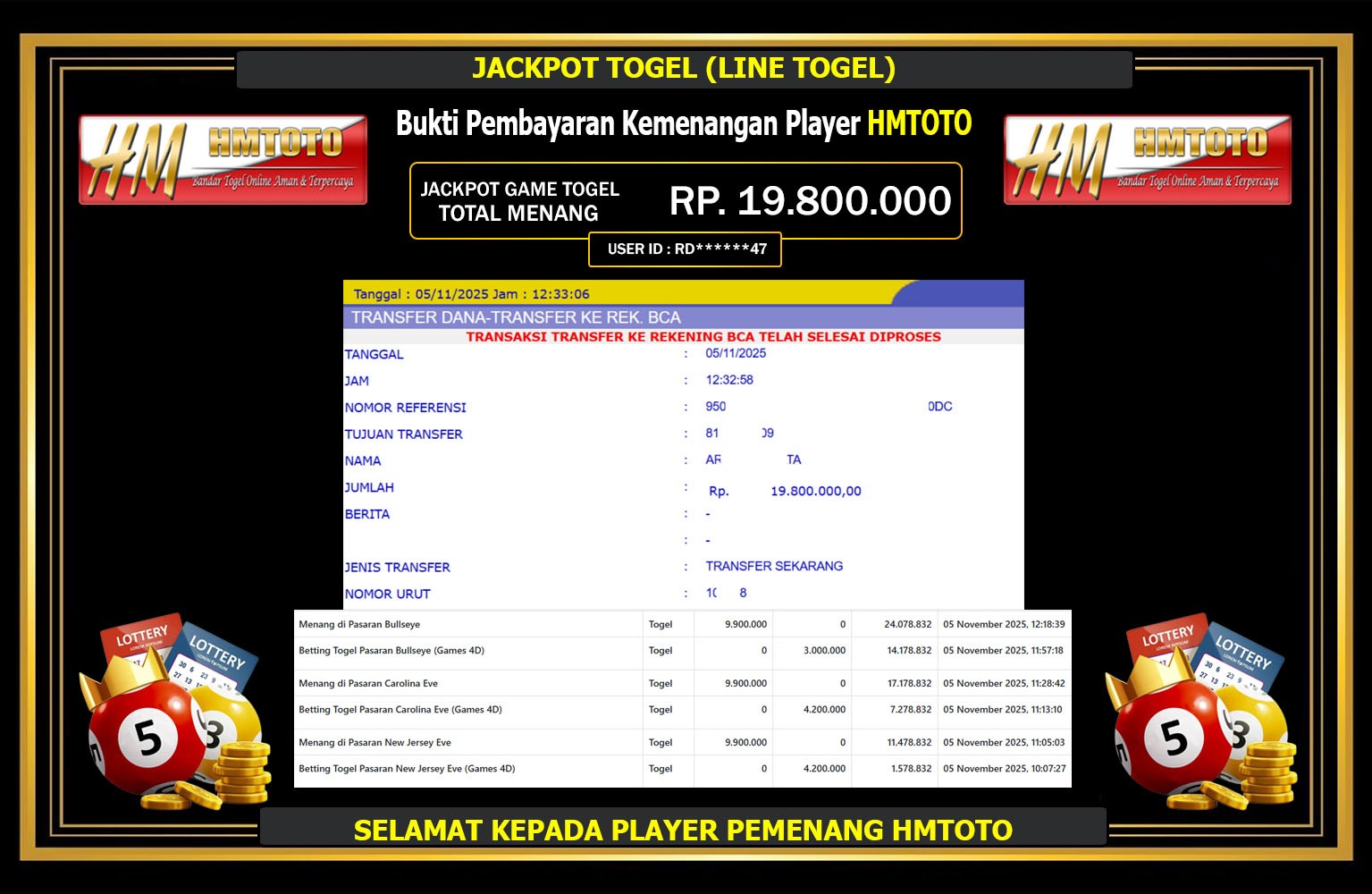 HMTOTO JACKPOT TOGEL (LINE TOGEL) Rp.19.800.000,- LUNAS