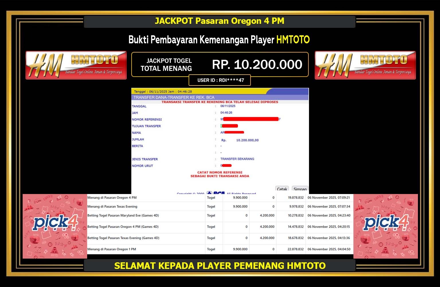 HMTOTO JACKPOT TOGEL (LINE TOGEL) Rp.10.200.000,- LUNAS
