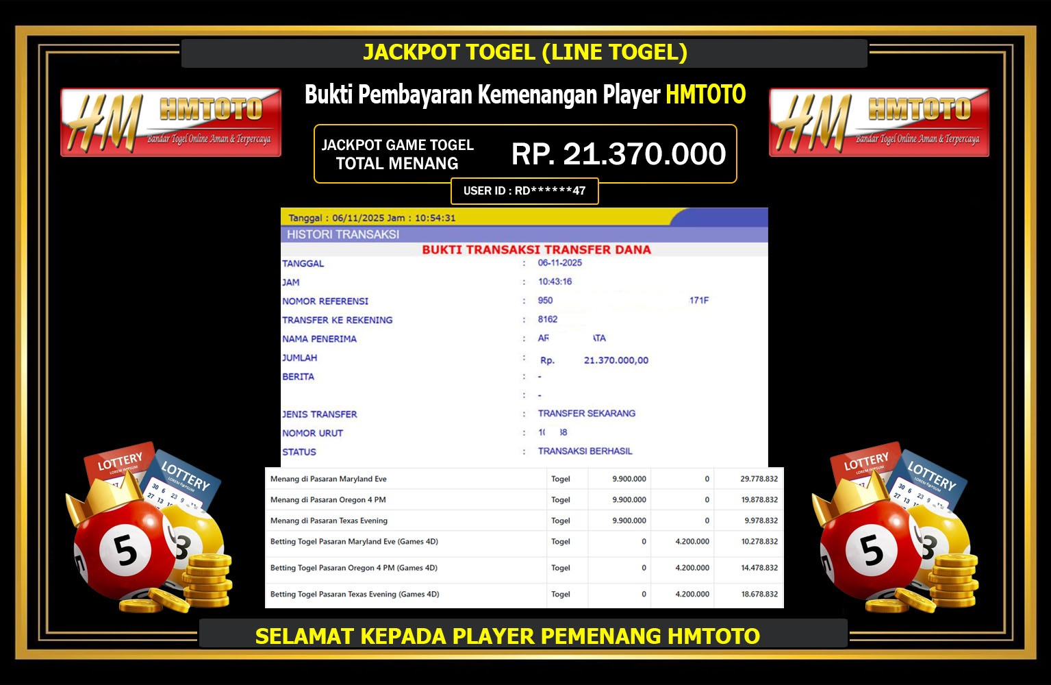 HMTOTO JACKPOT TOGEL (LINE TOGEL) Rp.21.370.000,- LUNAS