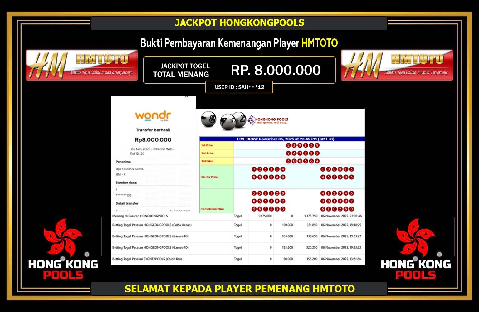 HMTOTO JACKPOT LINE TOGEL (HONGKONG POOLS) Rp.8.000.000,- LUNAS