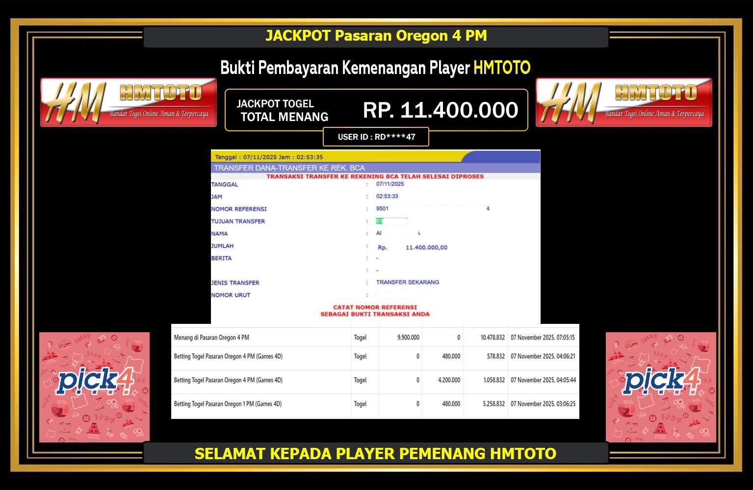 HMTOTO JACKPOT LINE TOGEL (OREGON 4PM) Rp.11.400.000,- LUNAS